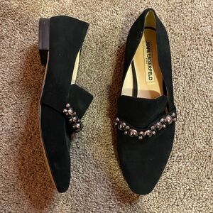 Karl Lagerfeld Black Loafers with Silver Accents